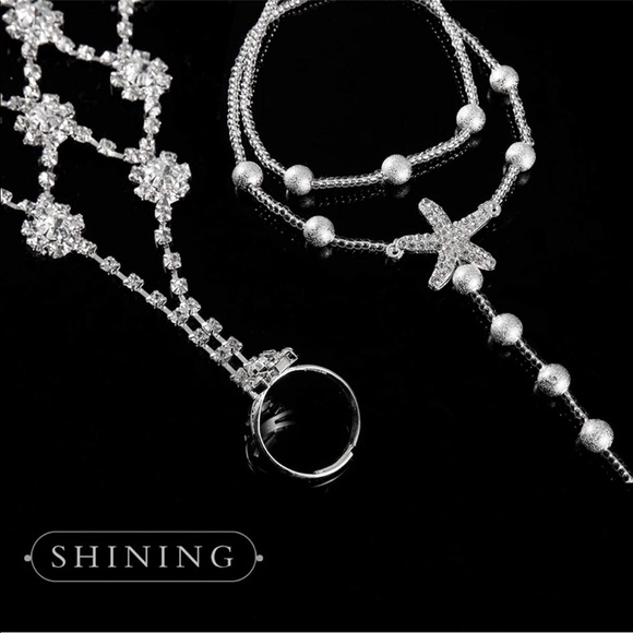 Set of 2 barefoot sandals 1 beaded 1 rhinestone NEW in package - Picture 5 of 8